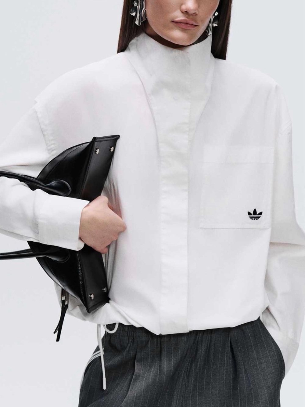 adidas Originals x ASOS oversized funnel-neck shirt in crisp white